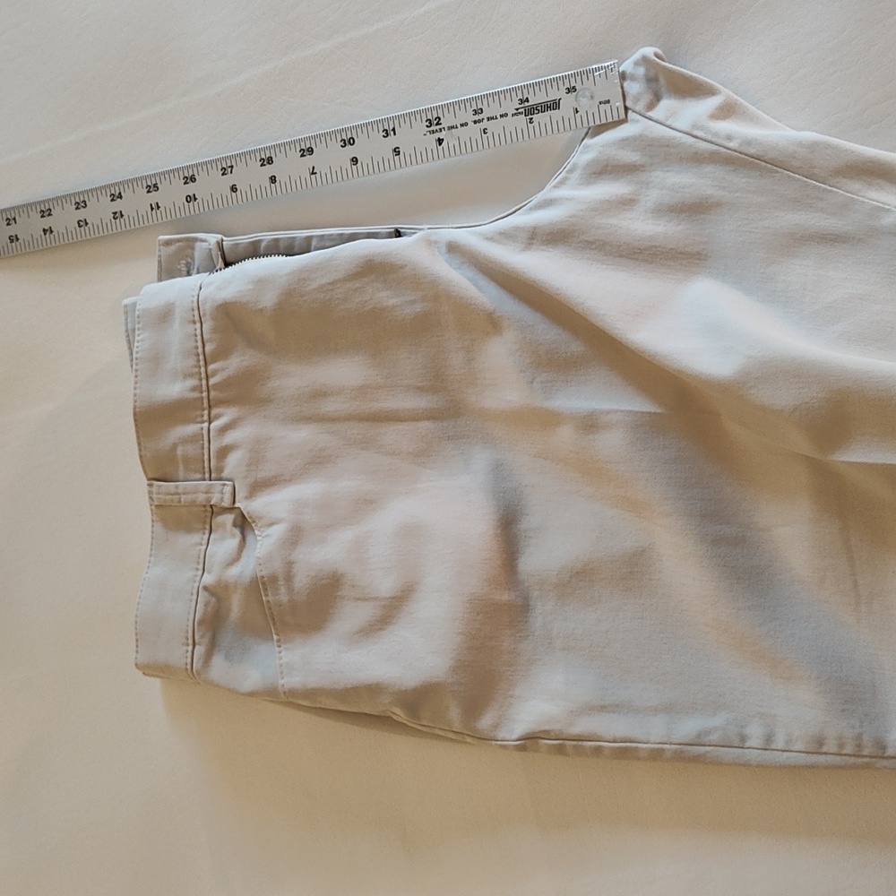 Lee Khaki Crop Pants Size 16 P Straight Leg Flat Front Casual Office Classic - Picture 8 of 13
